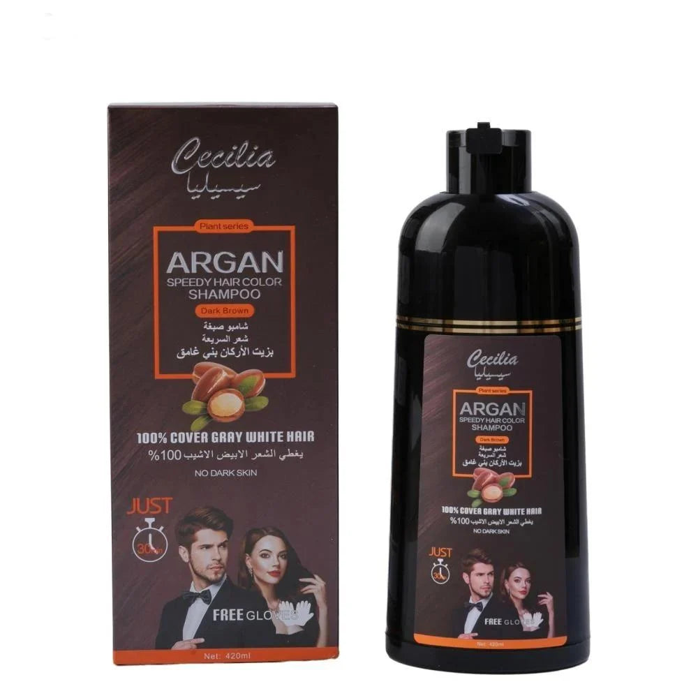 Rapid Hair Dye Shampoo with Argan Oil - Dark Brown 420ml from Cecilia